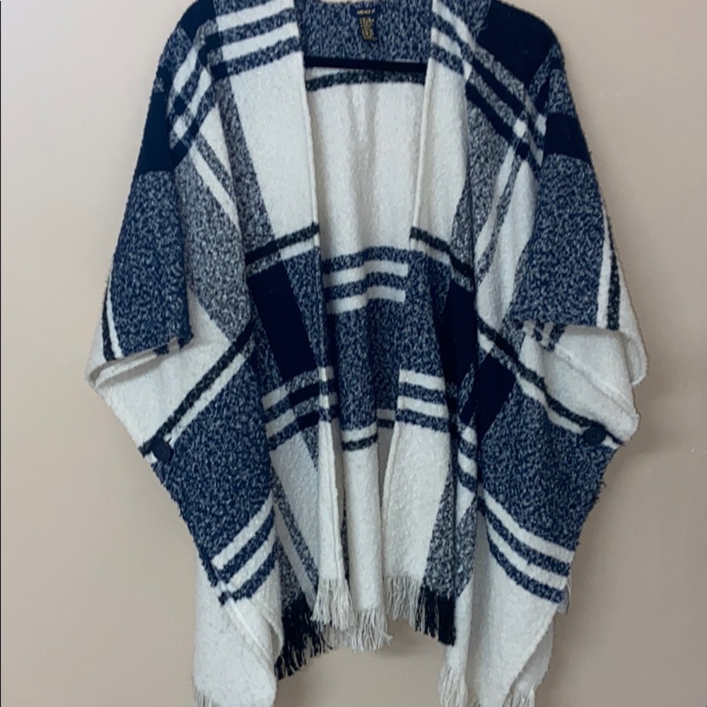 Forever 21 Blue Plaid Poncho